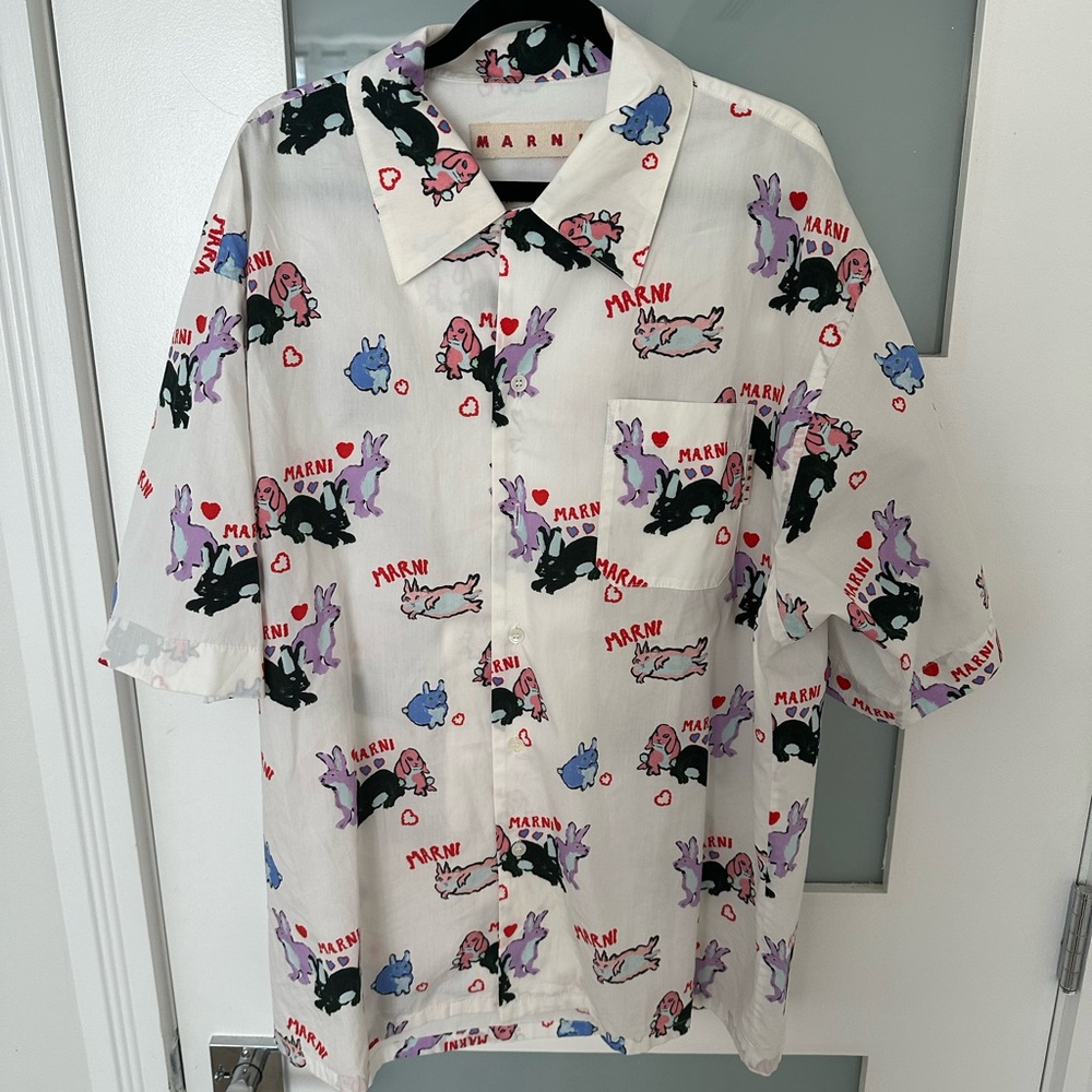 Marni Bunny Print Camp Shirt